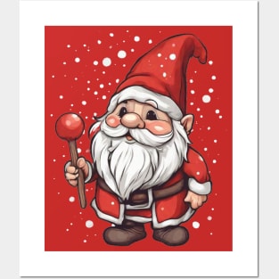 Cute Christmas Santa gnome Posters and Art